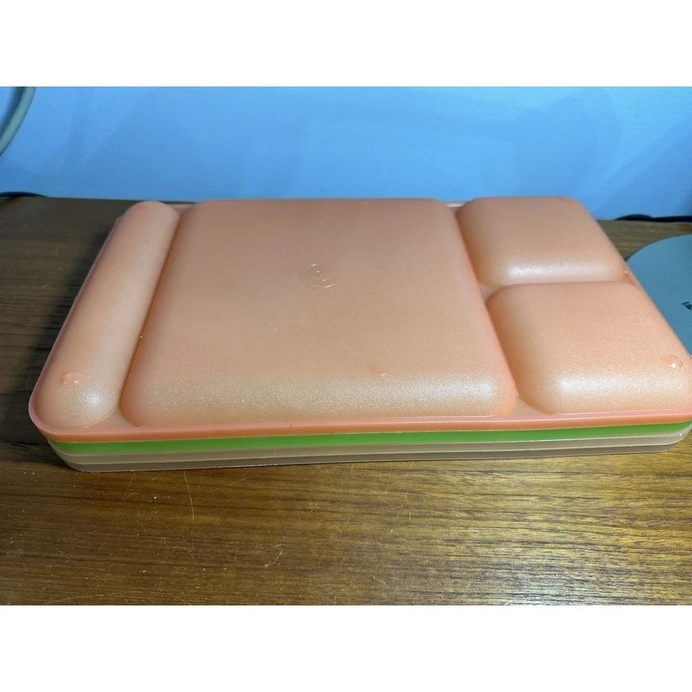 Vintage Tupperware 1535 Divided Lunch Dinner Plate Camping TV Cafeteria Tray Lot